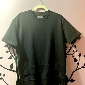 WESC Men’s Small, Black side zip short sleeved shirt double layer look like new